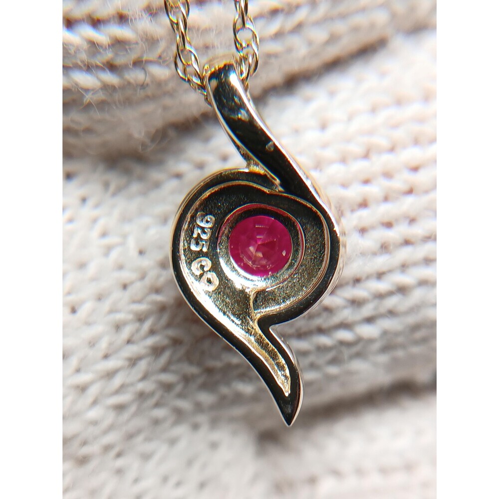 Sterling Silver Pink Topaz Silver Accents Gold Tone Pendant Necklace - Picture 16 of 16